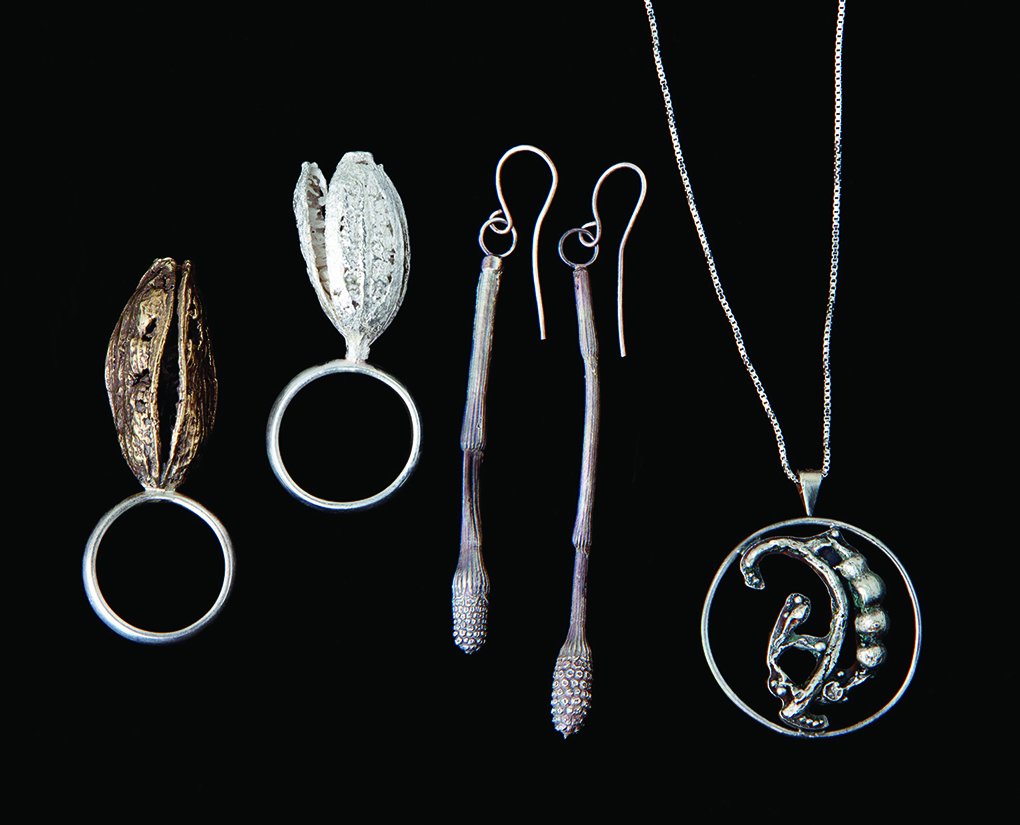 Cast pieces in silver and bronze, returned from the same casting process